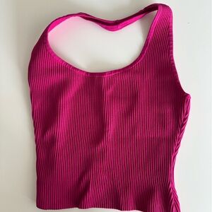 Aritzia babaton hot pink sculpt halter neck top size small